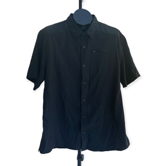Gerry Black Relaxed Woven Wicking No Tuck Button Down Collard Shirt Size XL - Picture 1 of 9